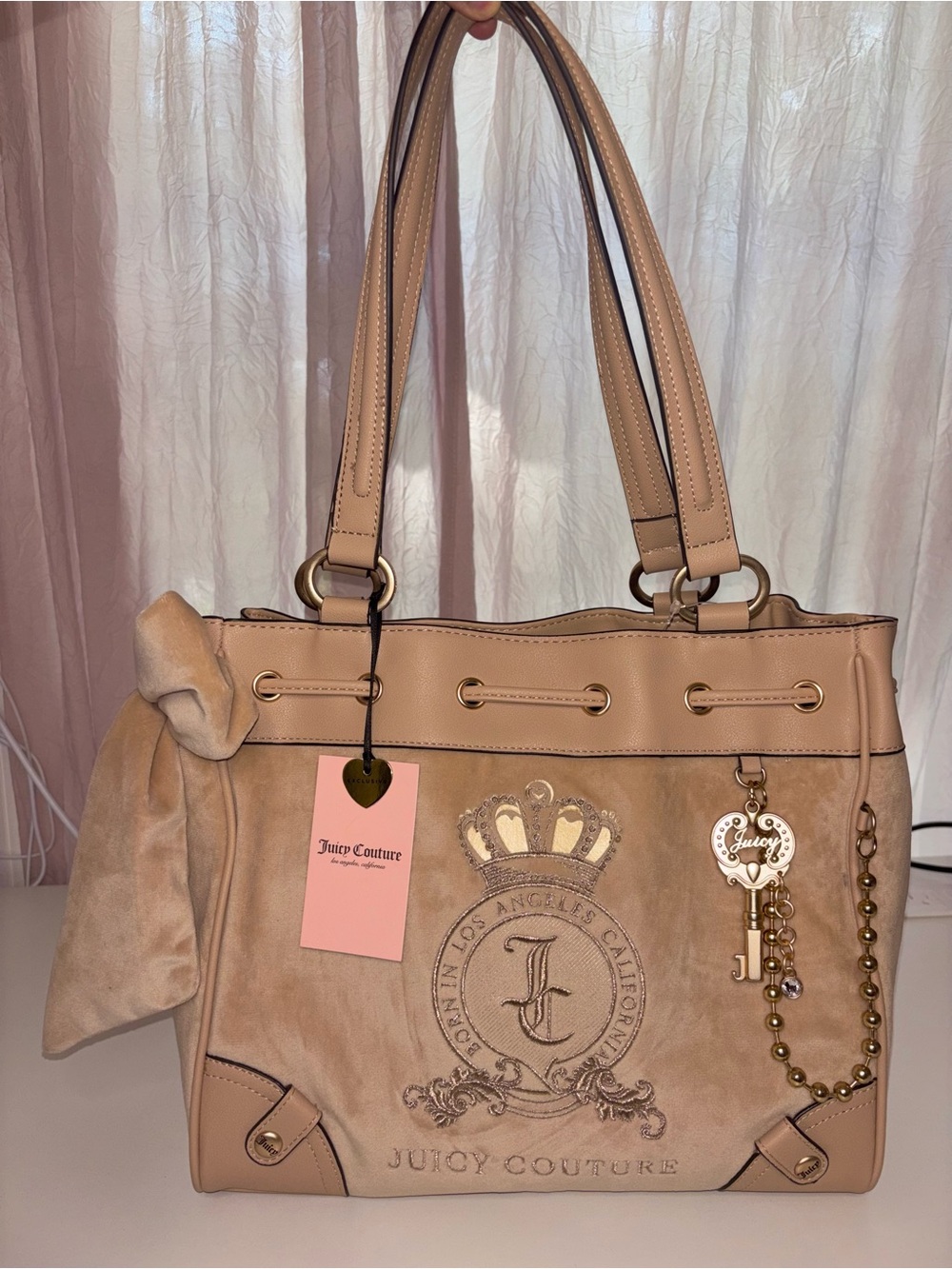 New Juicy Couture Velvet Bow Tote Bag Y2K